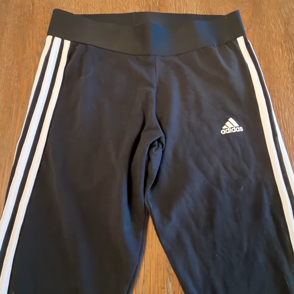 Adidas Women's Black Joggers with White Stripes - Picture 2 of 3